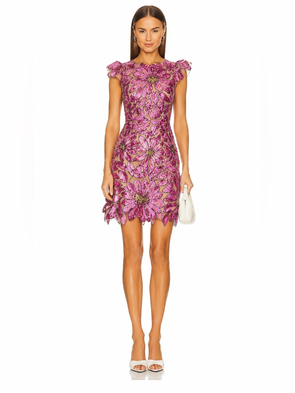 Milly Revolve Saks Sequin Embroidered Pink Floral Cocktail Dress NWT Size 2